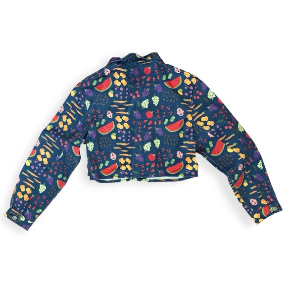 Lisa Says Gah Nuuly Farmers Market Cropped Button Jacket Size XS NWT Blue Fruit - Picture 3 of 8